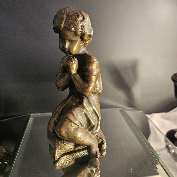 Italian Gilt Bronze Cherub, 1860's Antique Sculpture Very Heavy - Picture 3 of 16